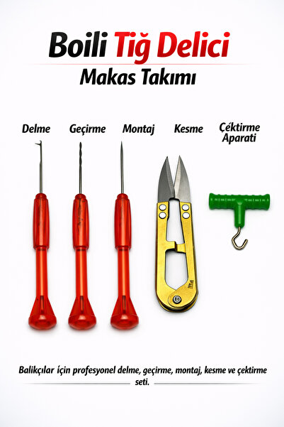sr sazanrig Boili Tığ Delici Matkap Düğüm Çektirme Makas Takımı (5 Li Set)