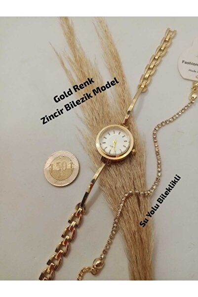 Brality Bracelet .Design, Vintage Round Model - Gold Color Chain Cord, White ...
