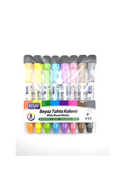 KRAF Beyaz Tahta Kalemi Mıknatıslı & Silgili 8 li