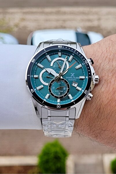 Daniel Klein Dial Green Band Metallic Color 44 mm Inner Indicators Active Men...