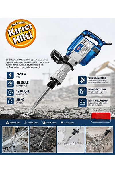 CMC Tools CMC3917 Elektrikli Sds Kırıcı Matkap Hilti 2450 Watt 60 Joule Kırıc...