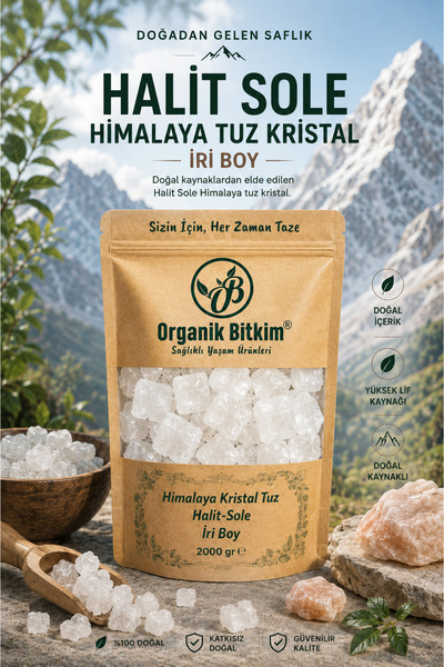 OB Organik Bitkim Halit Sole Himalaya Tuz Kristal 2000 gr