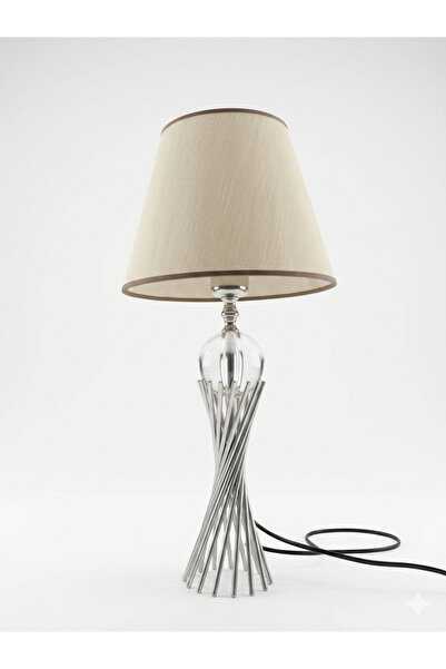 Misbah Auger Lampshade Table Lamp Chrome Plated with Crystal Glass (silver Color) , Lampshade