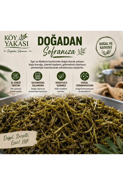 KÖY YAKASI Kaya Koruğu Turşusu Doğal Iyot Kaynağı Kaya Koruğu Meze Salatası Hazır Kaya Koruğu Otu 720 gr