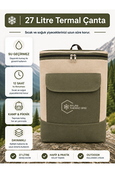 Wallery Bags 27 Litre Isı Yalıtımlı Sırt Çantası Piknik Kamp Plaj Termos Sıca...