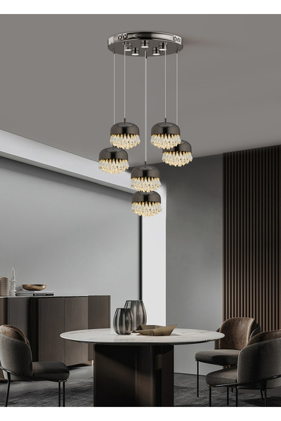 Apliqa GEMMA PLATİN 6LI 57 WATT LED AVİZE