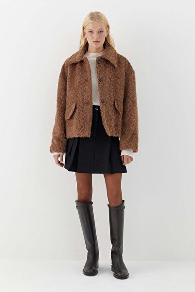 MARKALİSTE Buttoned Plush Coat Brown