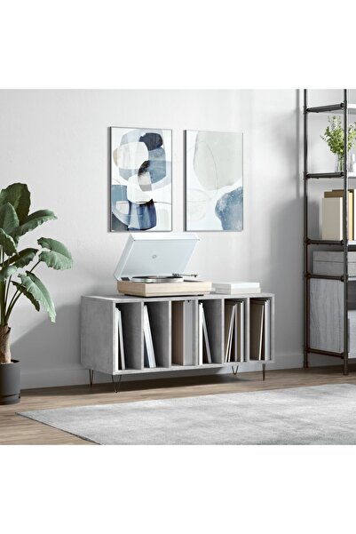 Concept Dulap pentru discuri gri beton, 100x38x48 cm, lemn prelucrat