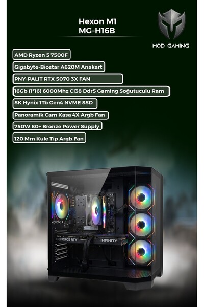 OEM Hexon Amd Ryzen 5 7500F | RTX5070 | 16GB Ram | 1 Tb SSD Oyuncu PAKET