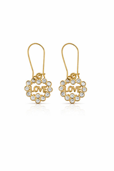 OEM Cercei Inimă LOVE cu Cristale – Placați cu Aur de 18K
