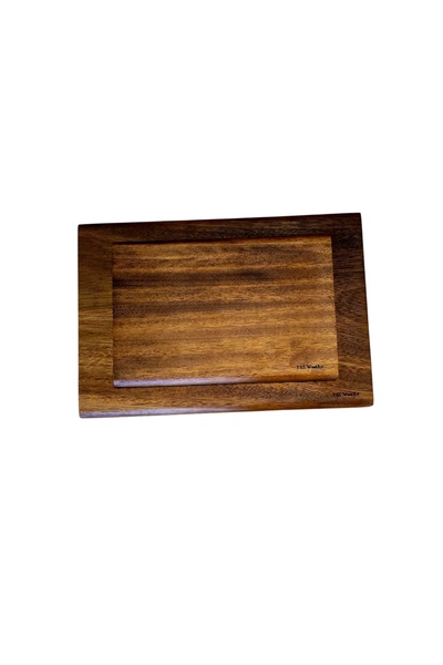 F&S WoodArt Set of 2 - Solid One-Piece Iroko Wood Natural Wood Walnut Color Cutting -Presentation - Meat - Bread - Chopping Kitchen Board