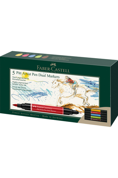 Faber Castell Set de markere cu vârf dublu PITT ARTIST PEN, 5 bucăți, FABER-C...