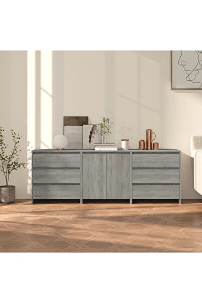 Concept Servantă 3 piese, gri sonoma, lemn compozit