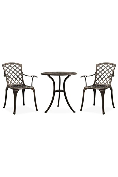 Concept Set mobilier bistro, 3 piese, bronz, aluminiu turnat