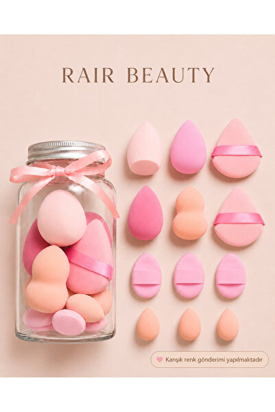 RAİR BEAUTY 12 Parça Kavanoz Kutulu Makyaj Sünger Seti