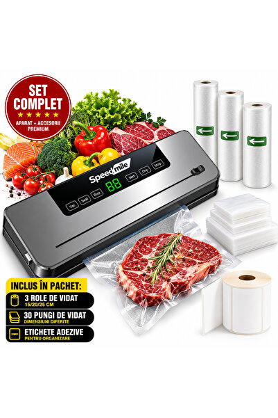 Speedmile Aparat de Vidat si Sigilat Alimente ™ Hotel Inoxidabil, 120W, 30 cm...