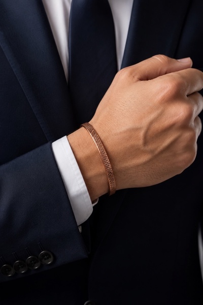 Sevil Gülgün Atelier Pure Copper Handmade Hammered Men's Bracelet - Healing T...