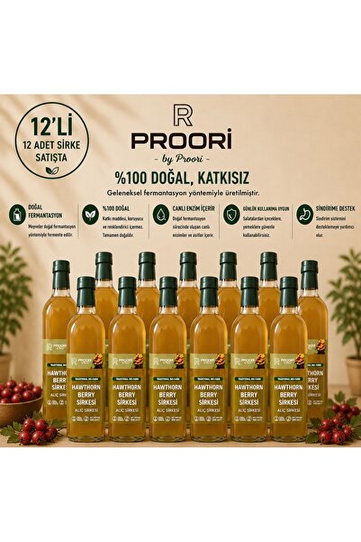 Proori Yıllanmış Doğal Alıç Sirkesi 500 ml 12'Li Paket