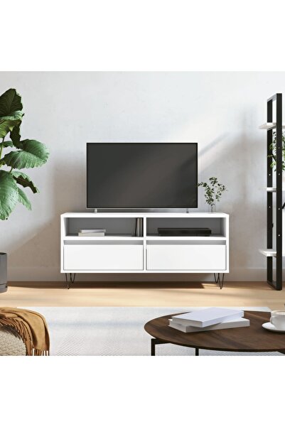 Concept Comodă TV, alb, 100x34,5x44,5 cm, lemn prelucrat