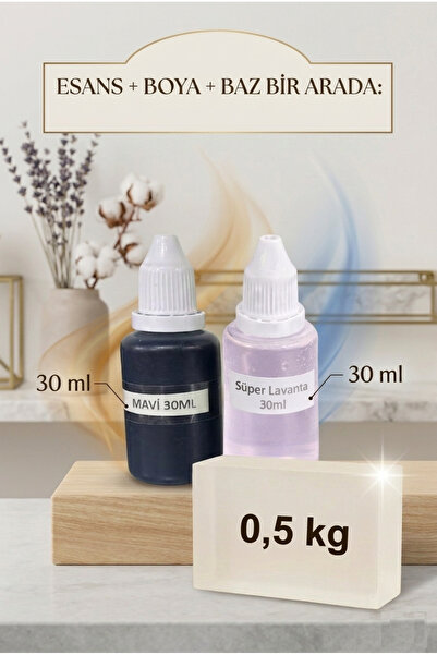 Organik Hekim Lavanta Esanslı Mavi Renkli Şeffaf Sabun Bazı 500 g El Yapımı S...