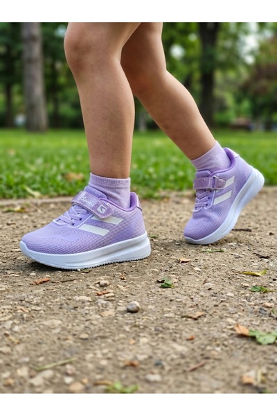 VELLINA Unisex Lila Beyaz Bagcikli Tek Cirt Bebek Çocuk Spor Ayakkabı Sneaker...
