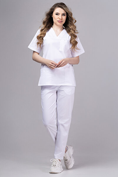 OEM Costum medical FLEXI COTTON STRETCH pentru femei, alb