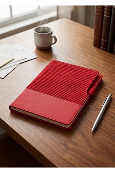 Mr.Notebook Kişiye Özel İsim Yazılı Çift Dokulu Kırmızı Termo Deri Defter - K...