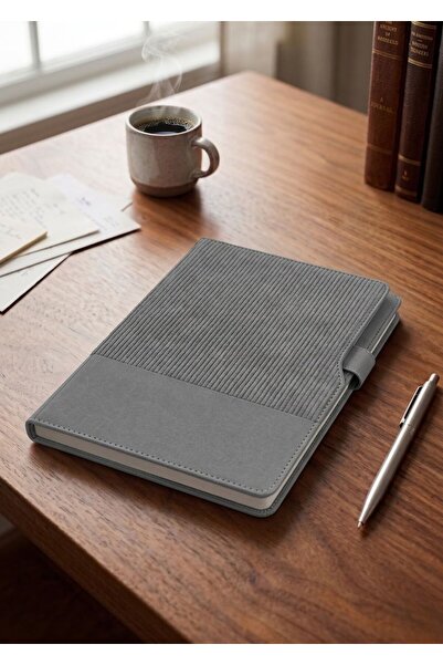 Mr.Notebook Kişiye Özel İsim Yazılı Çift Dokulu Füme Termo Deri Defter - Kale...