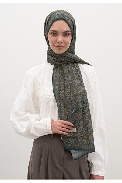 Freshscarfs Koyu Yeşil Slyvıe Desen Şal
