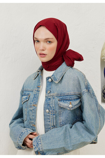 Freshscarfs İnce Pamuk Vual Şal Koyu Kırmızı