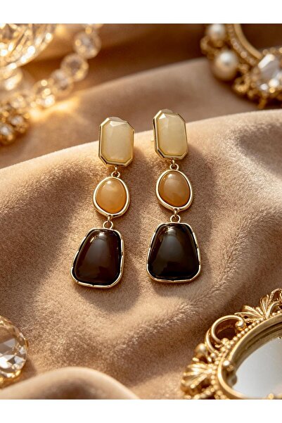 ayoljewelry أقراط رويال دروب الذهبية المتدلية من الفولاذ