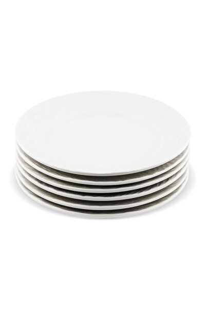 Zass Ceramic plate set with rock texture – 6 pieces ZG-DS 03 White