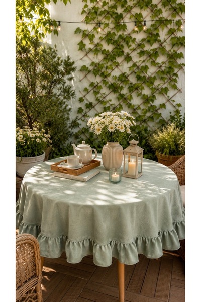 Decamor home Τραπεζομάντηλο με βελούδινη υφή Pearl Velvet, Vintage Sage Green...