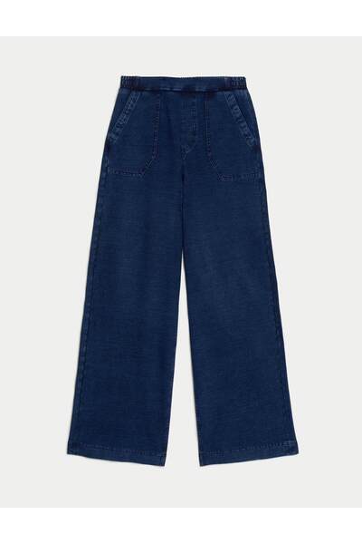 Marks & Spencer Denim Elastik Belli Wide Leg Pantolon