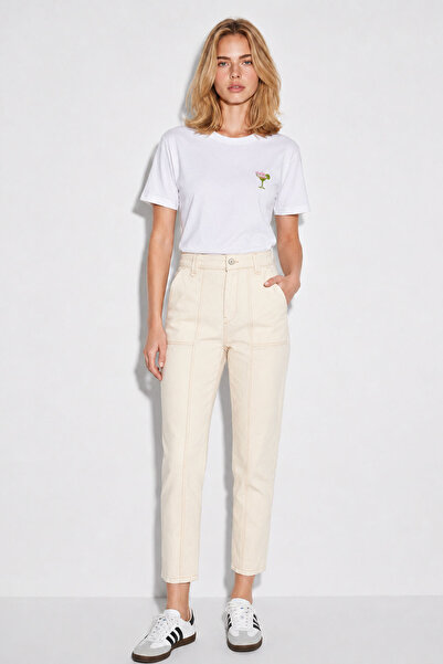 VENA Kadın Norah Cepli Off White Jean Pantolon - Off White
