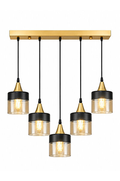 ESSLİGHT Nice 5’li Eskitme Bal Camlı Modern Salon Mutfak Yatak Odası Avize