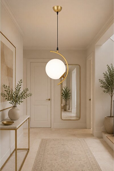 ESSLİGHT Flora tekli eskitme sarkıt beyaz camlı modern antre hol avizesi