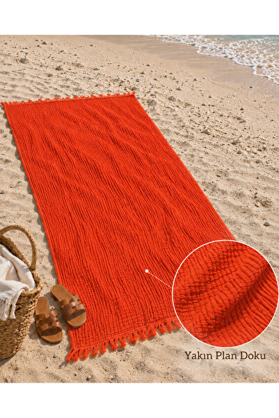 TECHTACT 4 Kat %100 Pamuk Müslin Plaj Havlusu 100x200 cm Hızlı Kuruyan Büyük ...