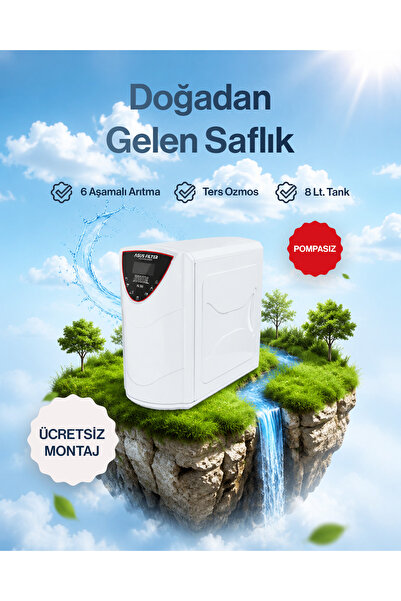 waterwax ASUS Dijital Pompasız Su Arıtma Cihazı – 6 Aşamalı Ters Ozmos Sistem...