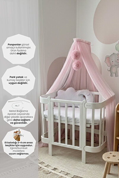 Kiddy Happy Pembe Beşik Cibinliği Ve Cibinlik Aparatı