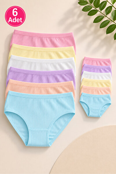 Bebelove Girls' 100% Cotton Ribbed Panties 6 Pack Soft Stretchy Underwear