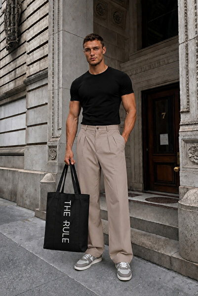 THE RULE Pantaloni largi plisați pentru bărbați + pungă cadou
