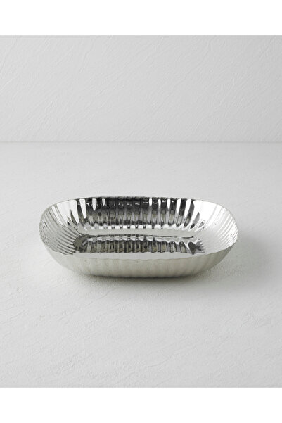 English Home Anissa Metal Dekoratif Tabak 27,5x22x4 cm Gümüş