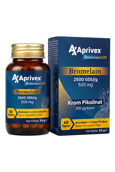Aprivex بروميلين 2500 GDU 60 قرص - مكمل غذائي بنكهة الأناناس ذو نشاط إنزيمي ع...