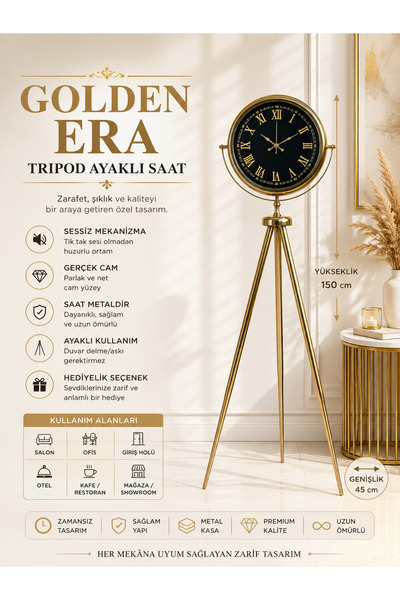 Genel Markalar Golden Era Tripod Ayaklı Saat