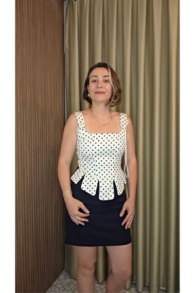 MU&ME BOUTİQUE BLUZ CORSE ASKI DETAYLI PUANTİYELİ