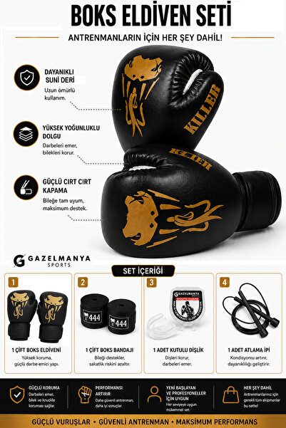 Genel Markalar Kıller Boks Eldiveni Seti Boxing Gloves Boks Bandajı Boks Dişl...