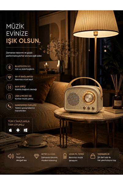 Zigver Retro Bluetooth Hoparlör Sevimli Mini Hoparlör Taşınabilir Kablosuz Ho...