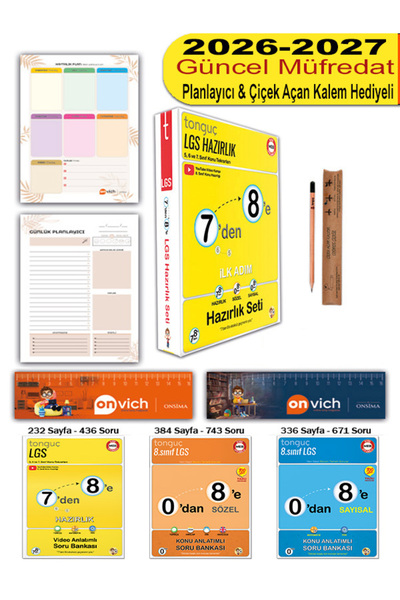 Tonguç Yayınları 8. Sınıf 7 Den 8 E - 0 Dan 8 E Hazırlık Tekrar Seti 3 Kitap ...