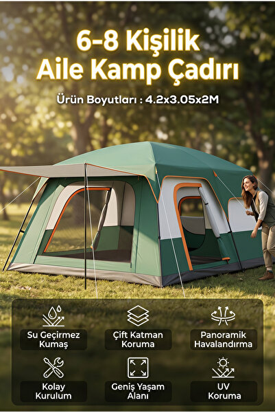 MAKAMP 2 Odalı 10 Kişilik Geniş Kamp Çadırı